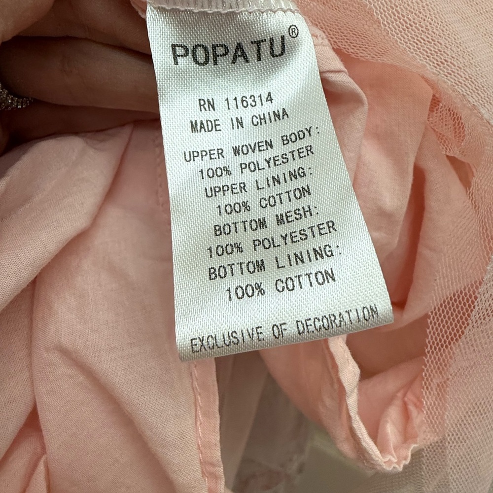 Popatu Baby Girl Pink Floral Tulle Overlay Dress - Picture 5 of 6